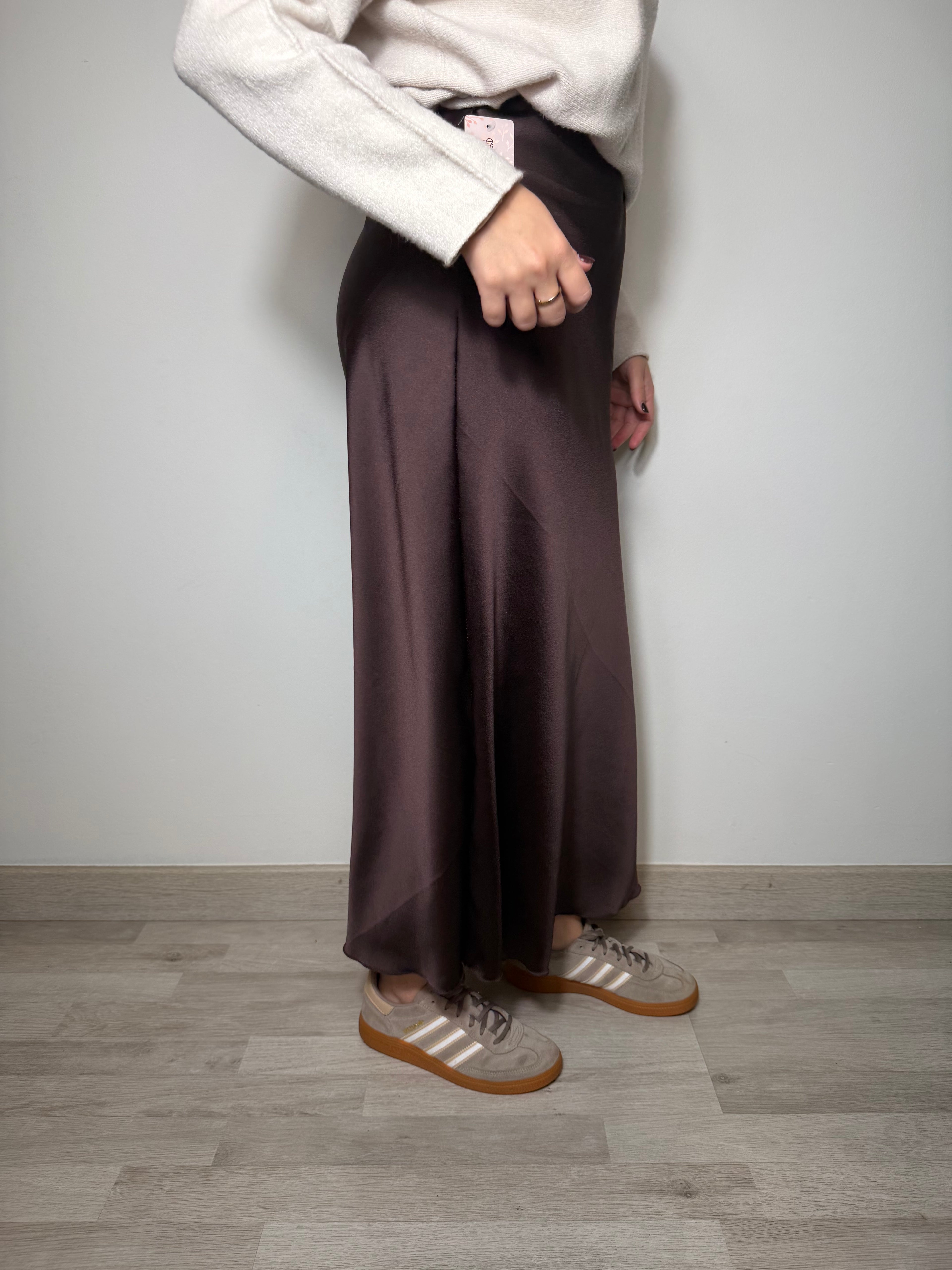 FALDA SATÉN MARRÓN