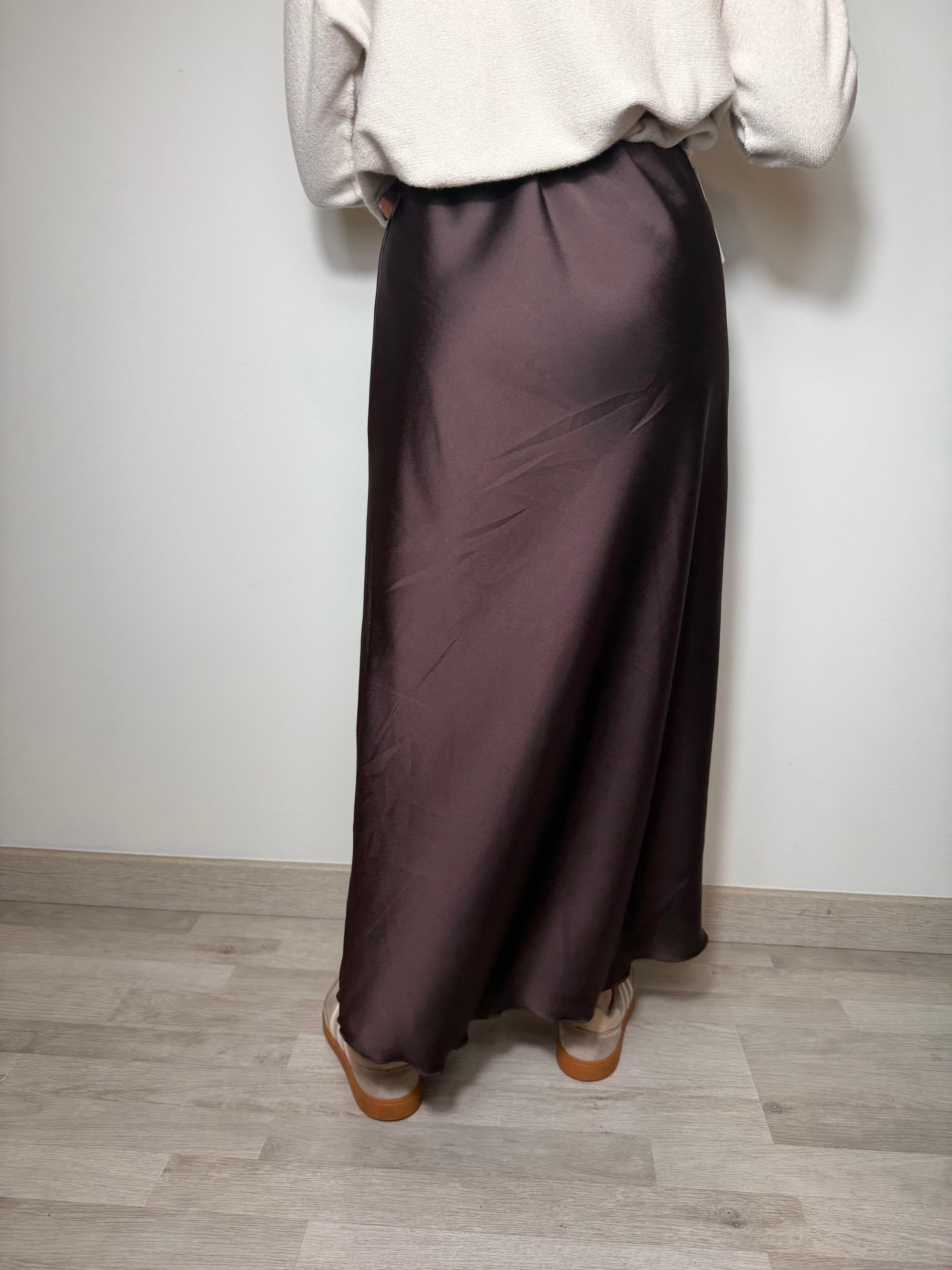 FALDA SATÉN MARRÓN