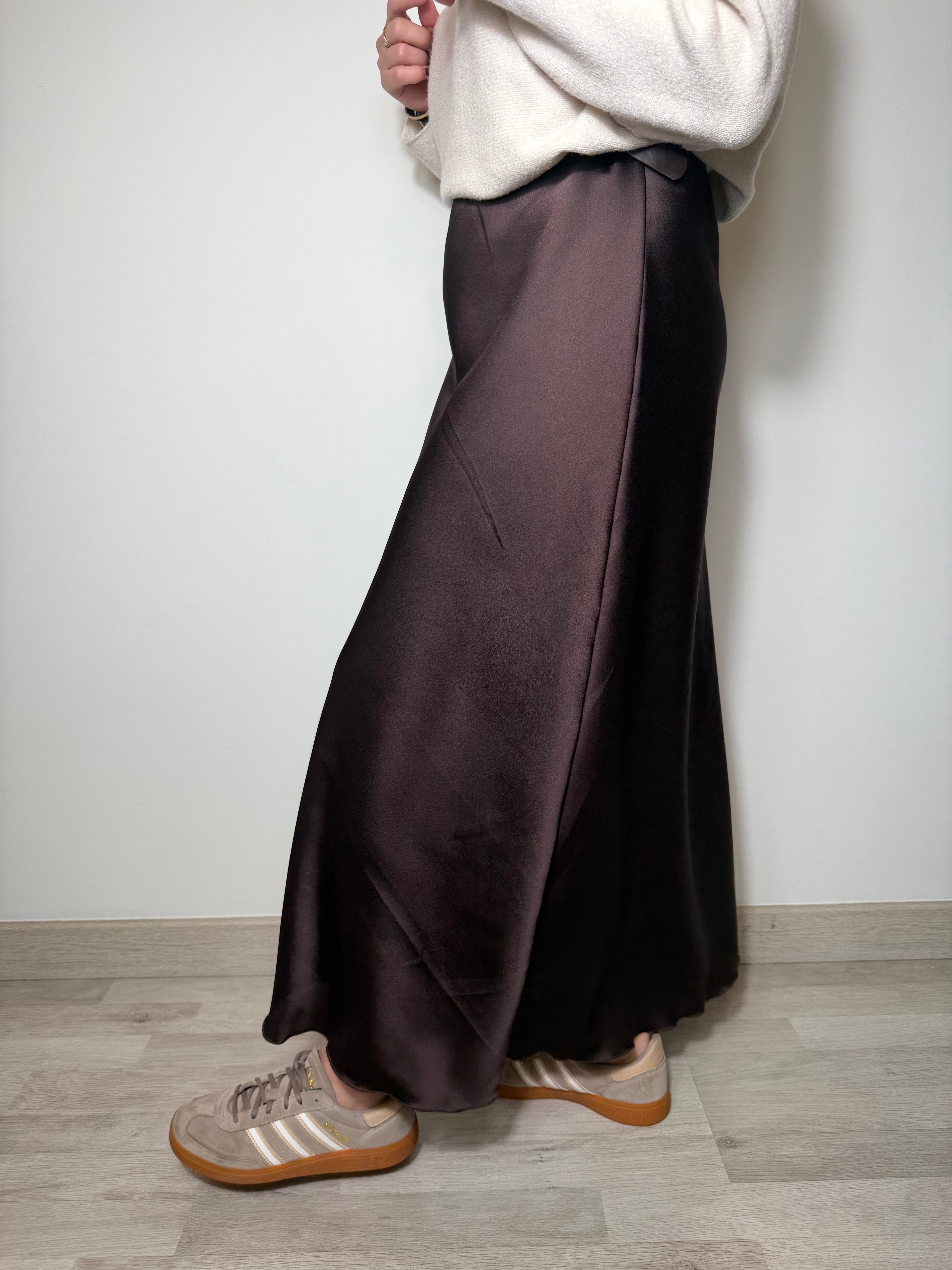 FALDA SATÉN MARRÓN