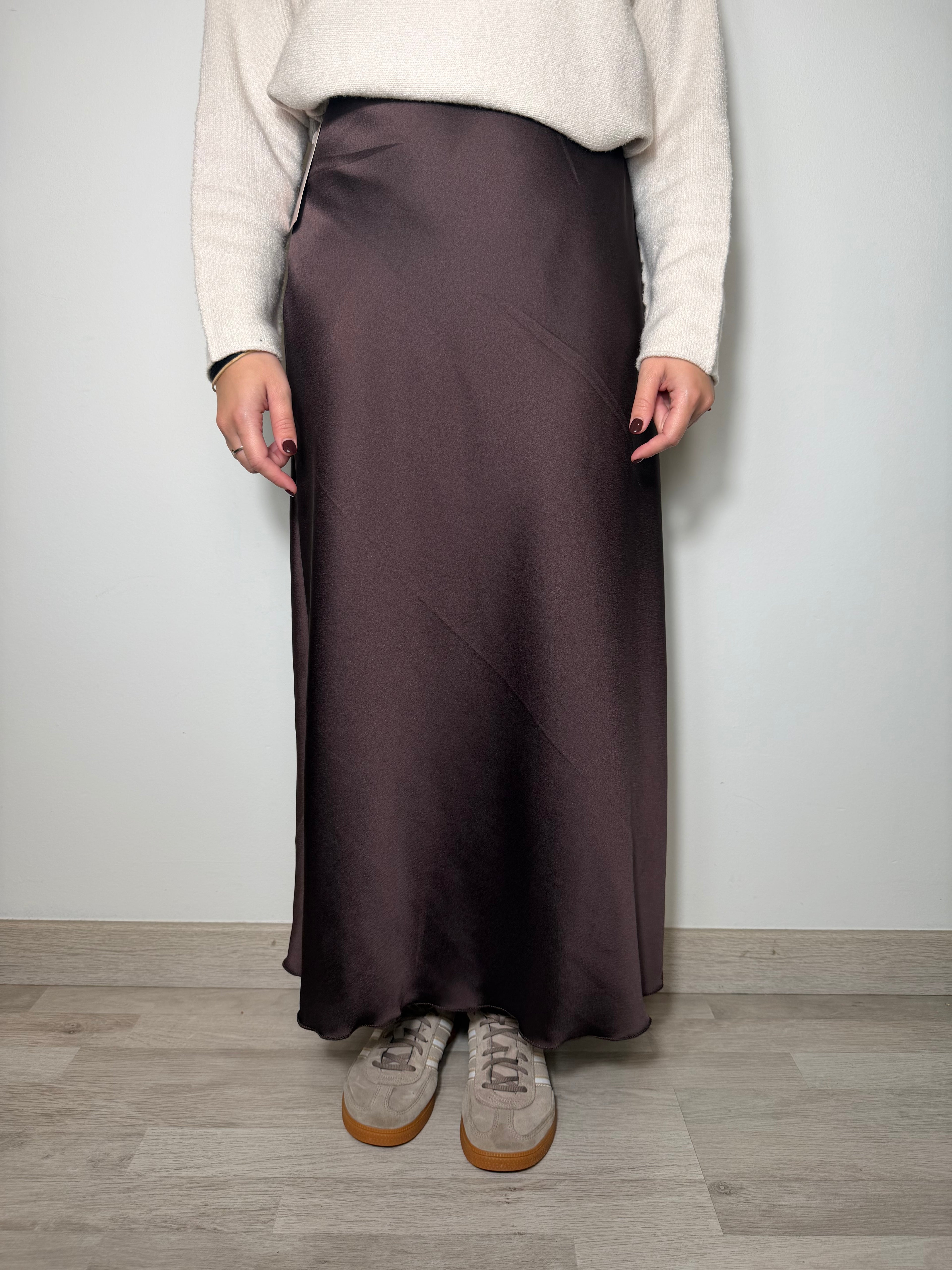FALDA SATÉN MARRÓN