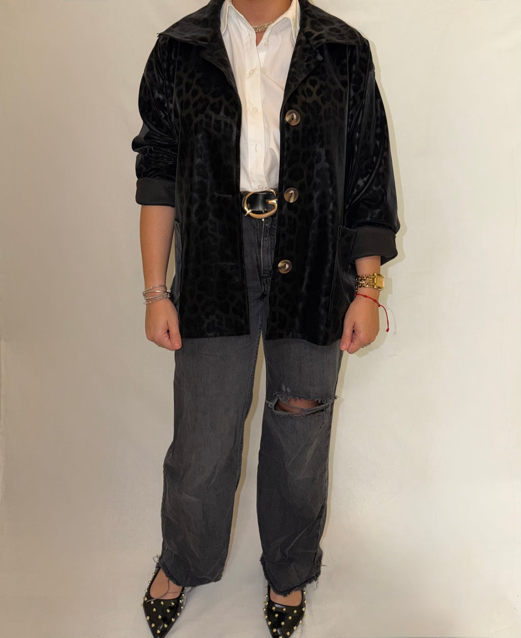 CHAQUETA LEOPARDO NEGRA