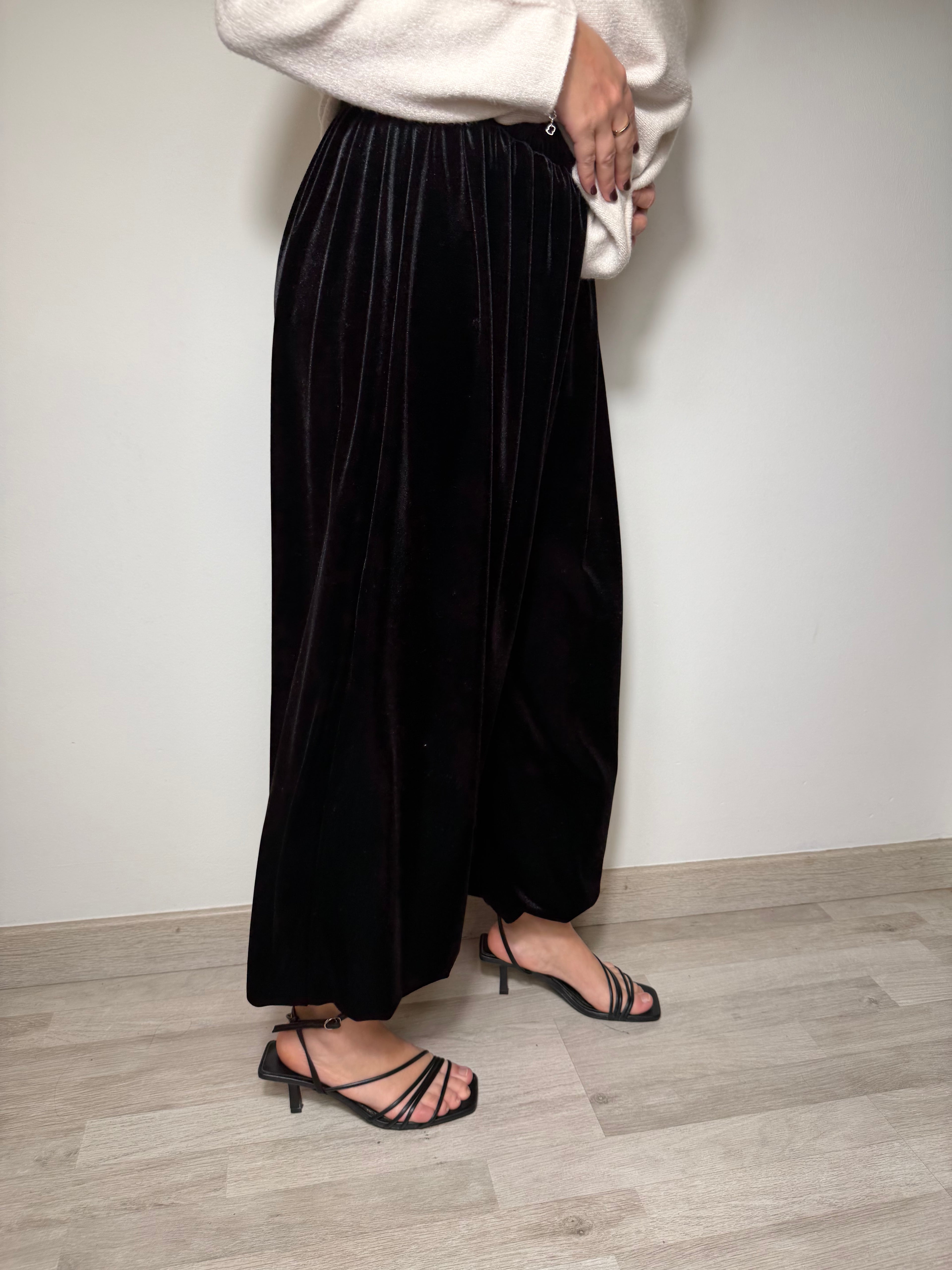 PANTALÓN BOMBO TERCIOPELO NEGRO